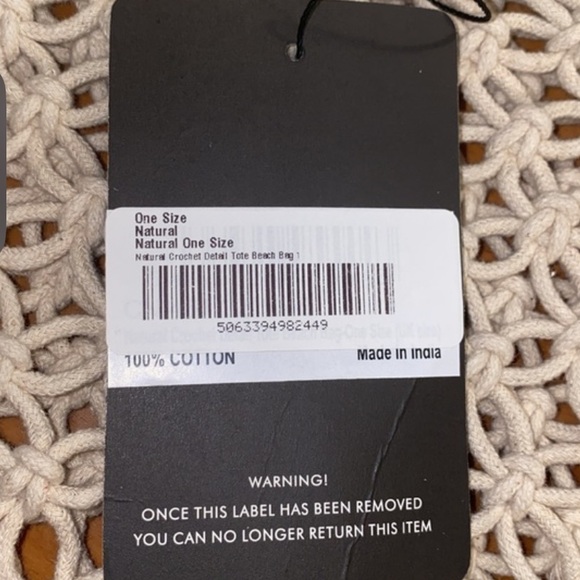 PrettyLittle Thing. Natural Crochet Beach Tote Bag. 100% Cotton. Sold Out! - Picture 4 of 5